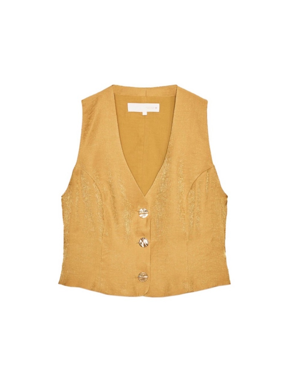 Zara Gold Button Front V-Neck Tank Vest